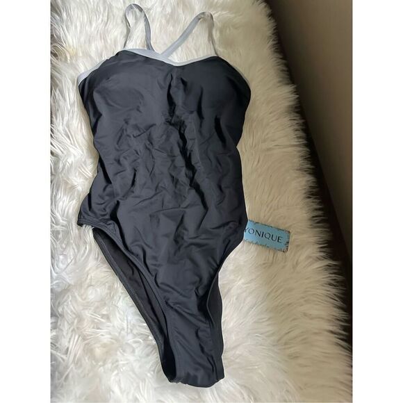 Women's Swimsuit medium One Piece Bathing Suit black Swimwear - Picture 6 of 9